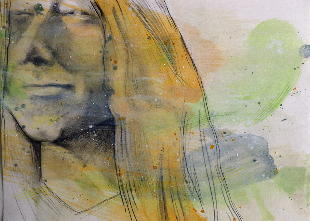 'Contemplating a View from a Dream', (2024), Oils, pencil and graphite on paper.