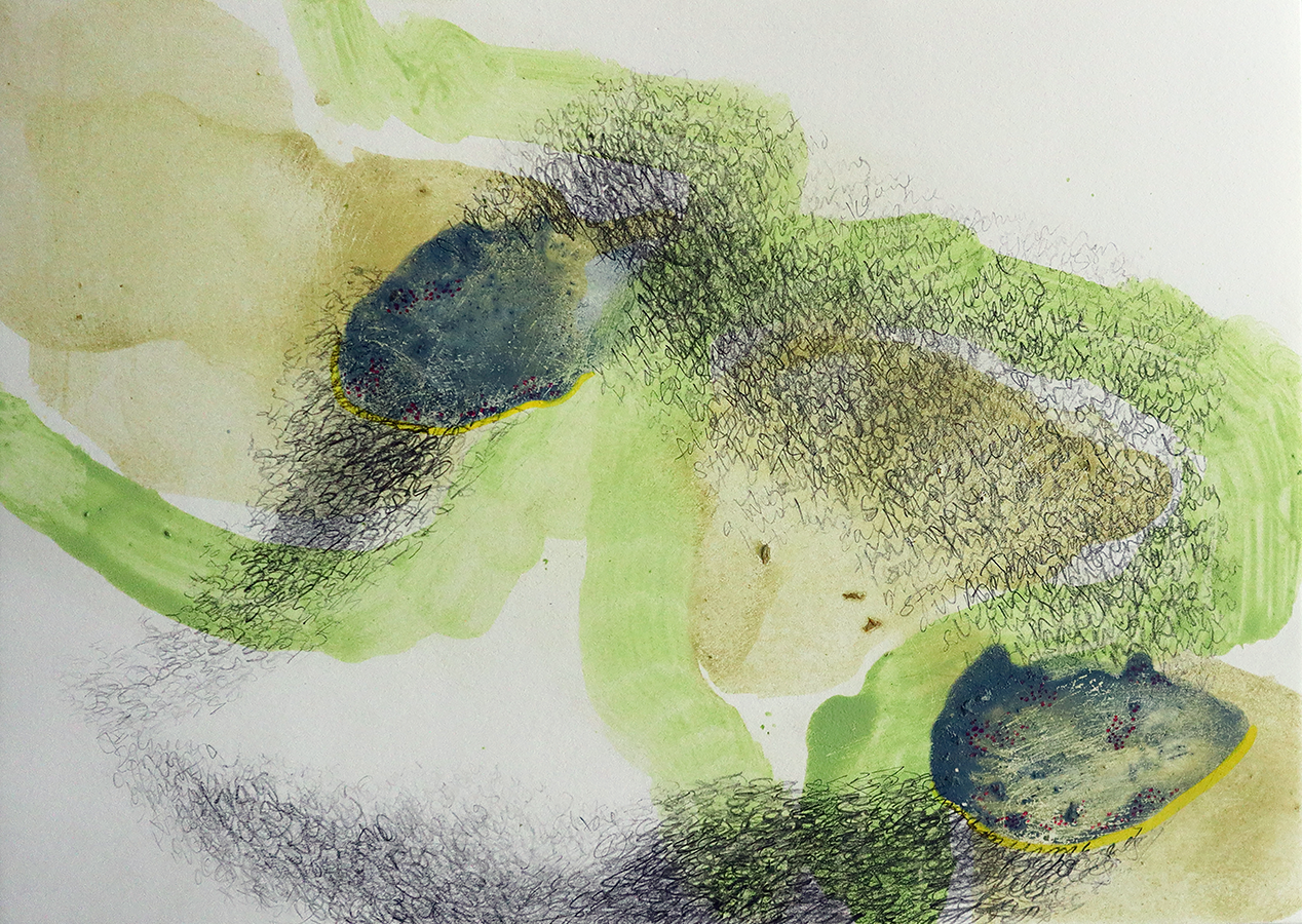 'Murmurings', (2024), Oils, pencil and graphite on paper.