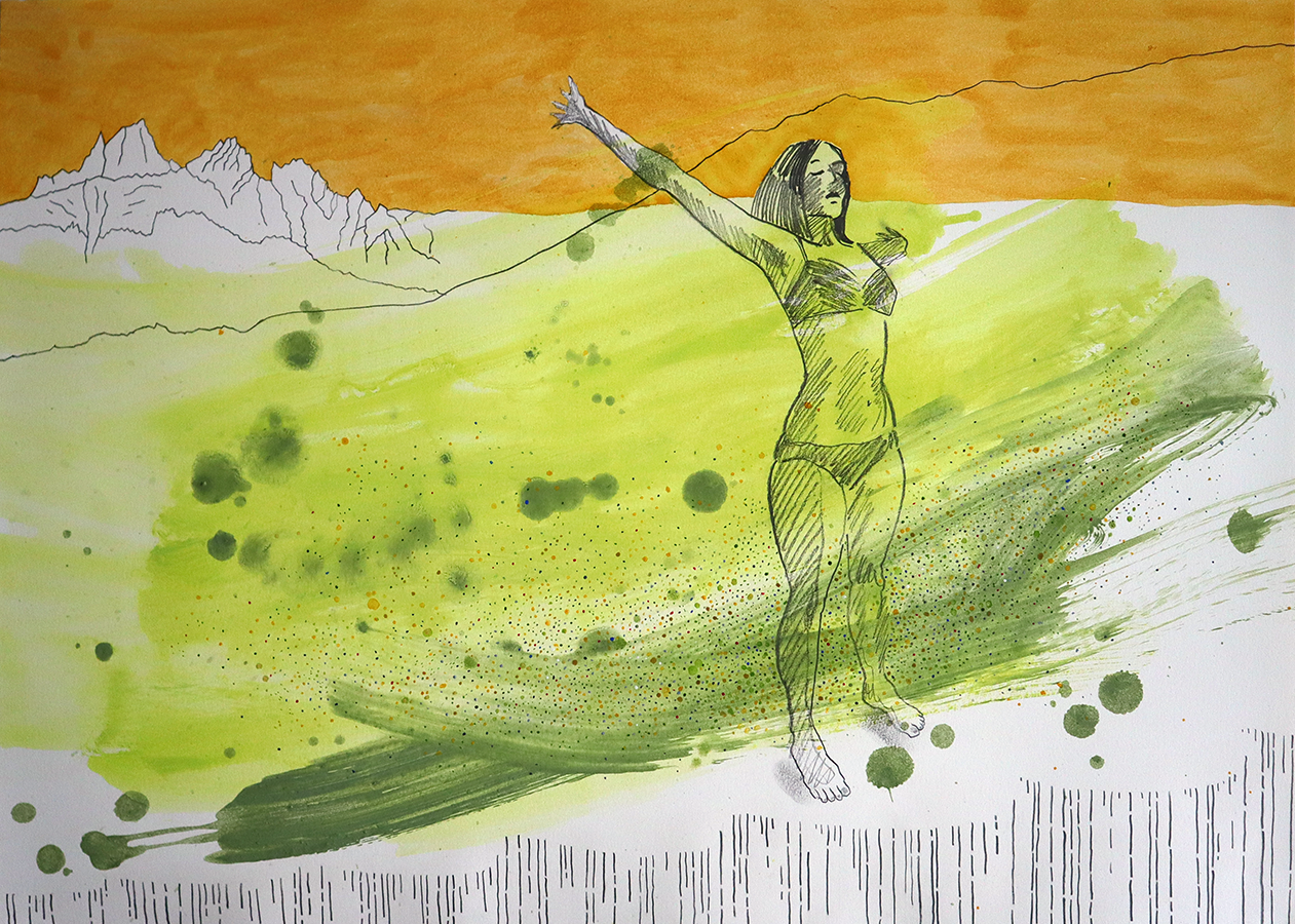 'Salutation', (2024), Oils, pencil and graphite on paper.